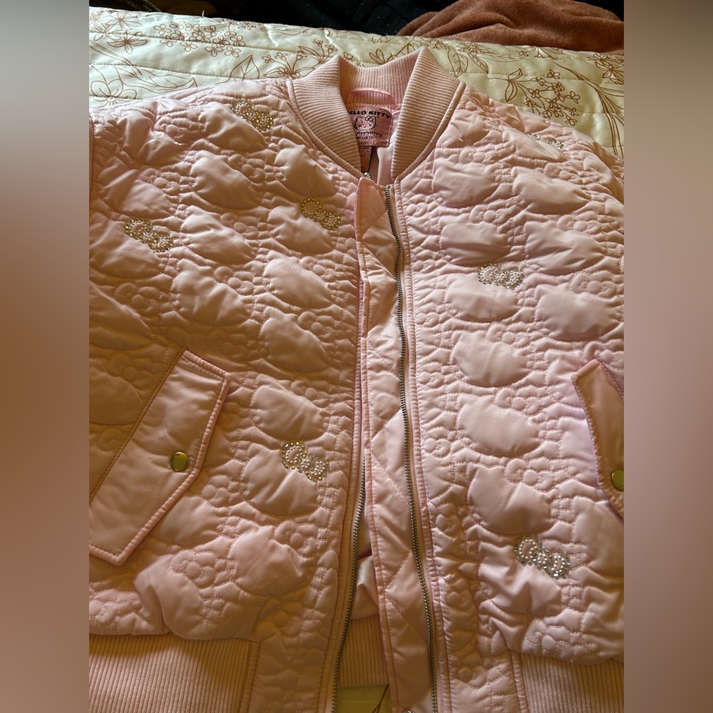 Hello Kitty Pink Quilted Bomber Jacket